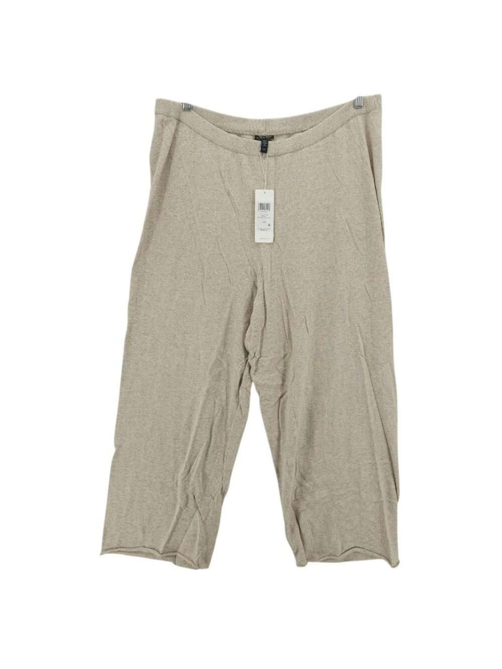 NWT EILEEN FISHER Peruvian Organic Cotton Straight Crop Pant Beige Heather LARGE
